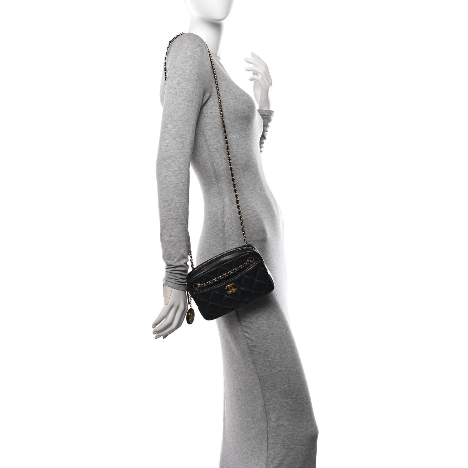 Chanel Shiny Lambskin Quilted Mini Camera Case Black 2 of 10