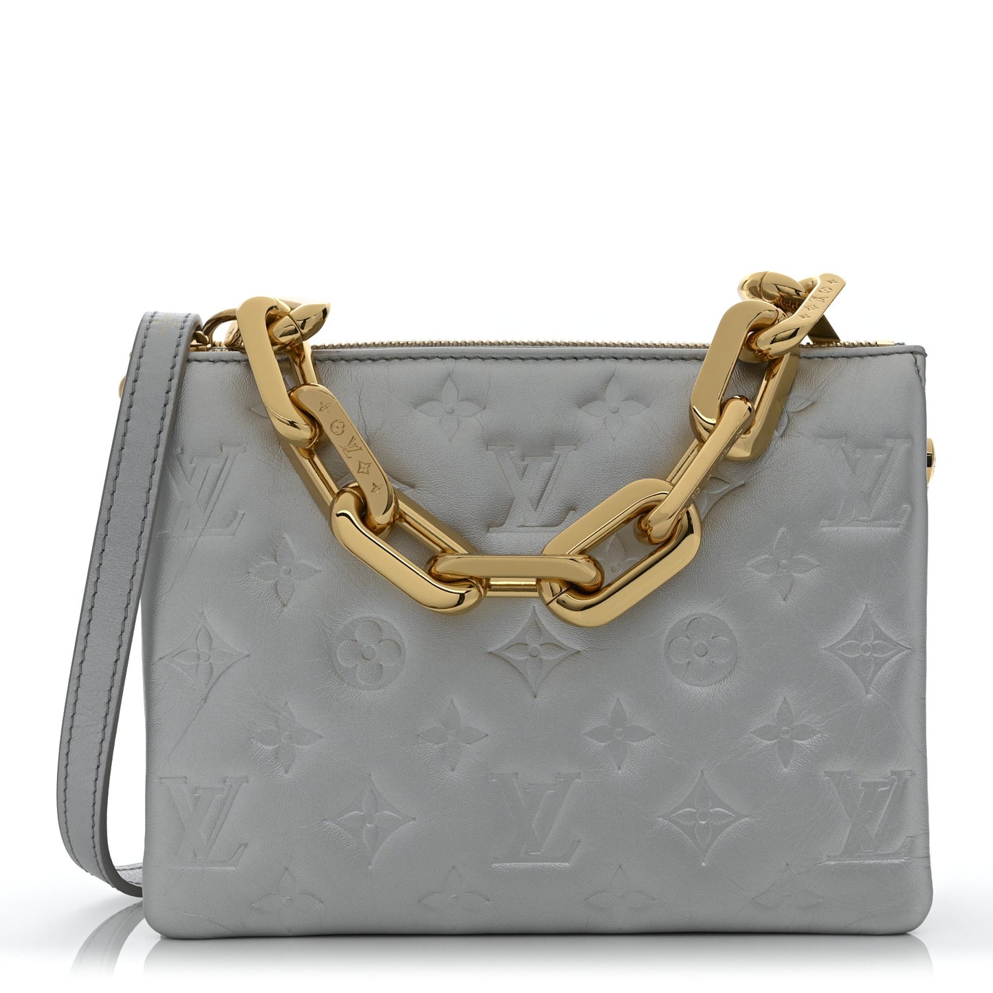 Lambskin Embossed Monogram Coussin BB Silver