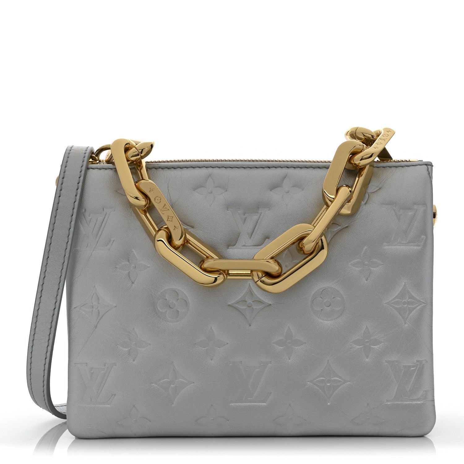 Louis Vuitton Lambskin Embossed Monogram Coussin BB Silver 1 of 12