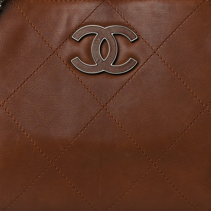 Chanel Washed Calfskin Diamond Stitch Large Hamptons Shopping Tote Brown 8 of 10