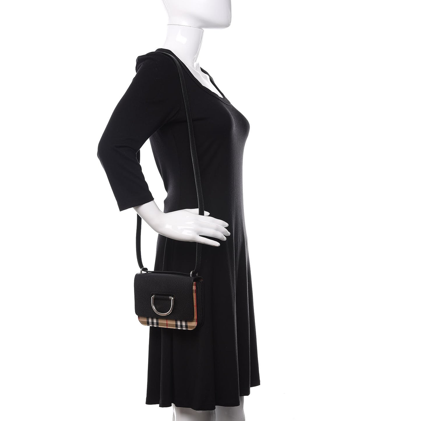 Goatskin Vintage Check Mini D-Ring Bag Black