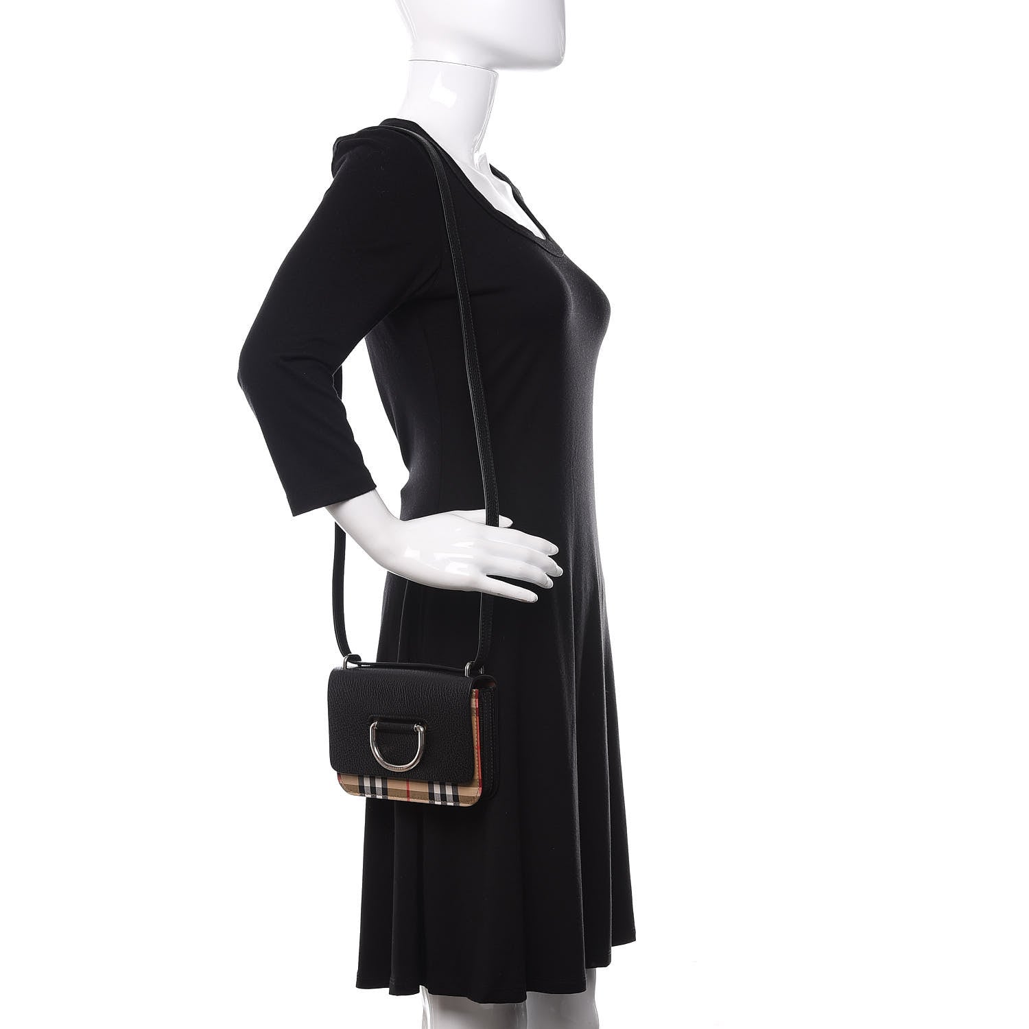 Burberry Goatskin Vintage Check Mini D-Ring Bag Black 2 of 11
