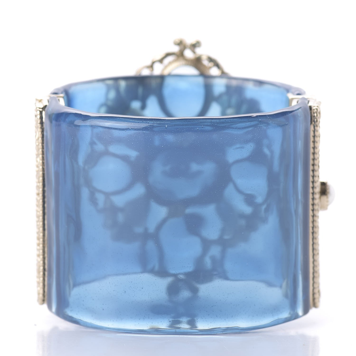 Chanel Resin Gripoix Pearl CC Cuff Blue 3 of 6