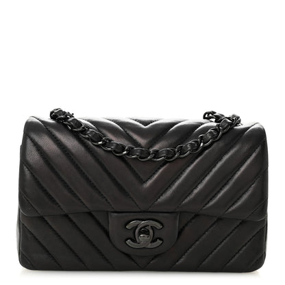 Chanel Lambskin Chevron Quilted Mini Rectangular Flap So Black 1 of 11