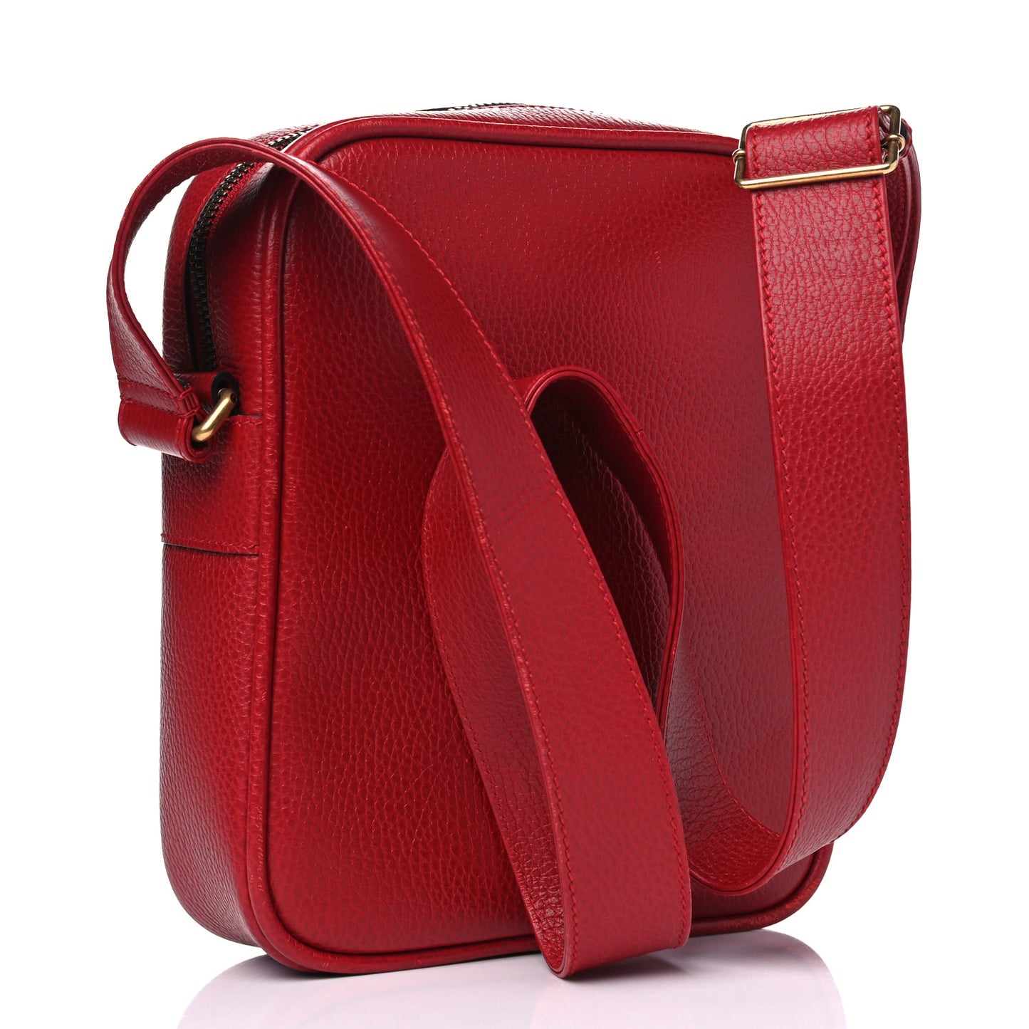 Grained Calfskin Logo Messenger Bag Hibiscus Red
