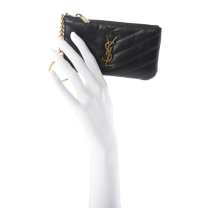 Saint Laurent Calfskin Matelasse Monogram Key Pouch Black 2 of 8