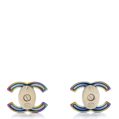 Chanel CC Earrings Gold Rainbow 7 of 9