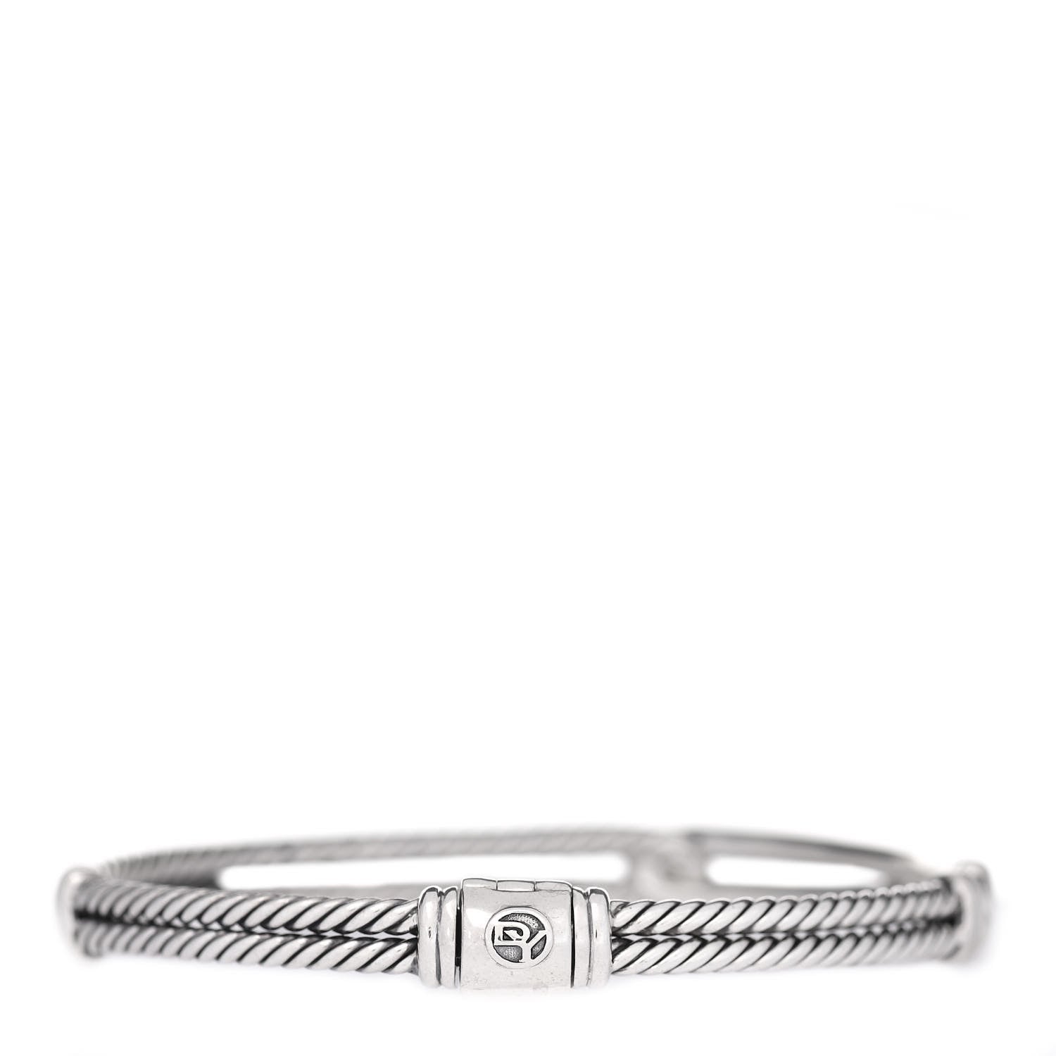 David Yurman Sterling Silver Diamond 7mm Petite Pave Single Loop Labyrinth Bracelet 3 of 4