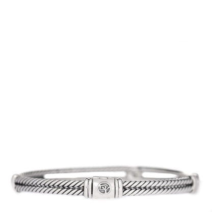 David Yurman Sterling Silver Diamond 7mm Petite Pave Single Loop Labyrinth Bracelet 3 of 4