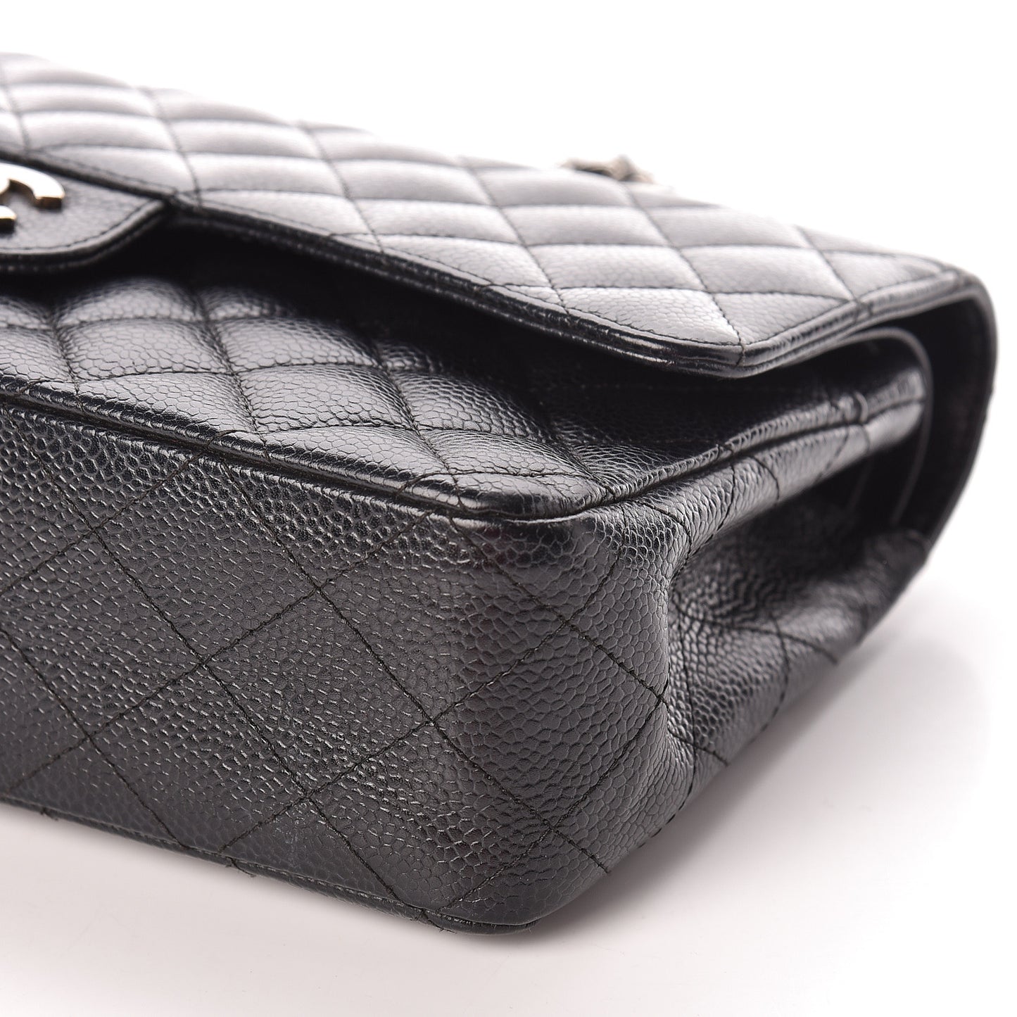 Caviar Quilted Medium Double Flap Black