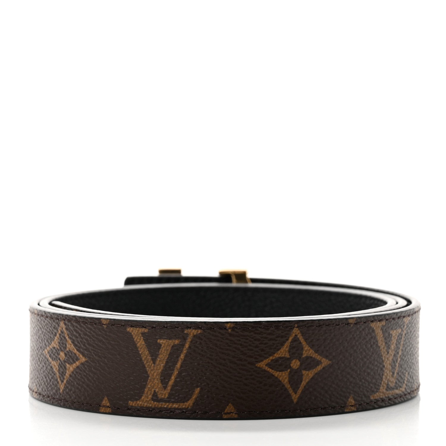 Louis Vuitton Calfskin Monogram 30mm LV Initiales Reversible Belt 95 38 Black 2 of 7