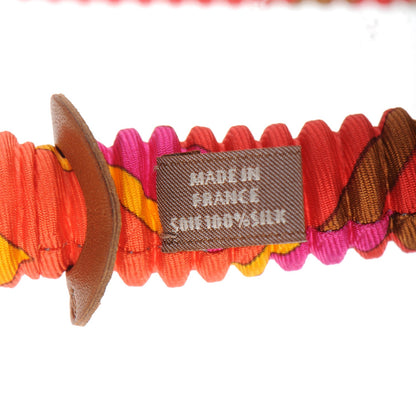 Hermes Silk Collier Plisse En Soie Petit H Pleated Necklace 3 of 5