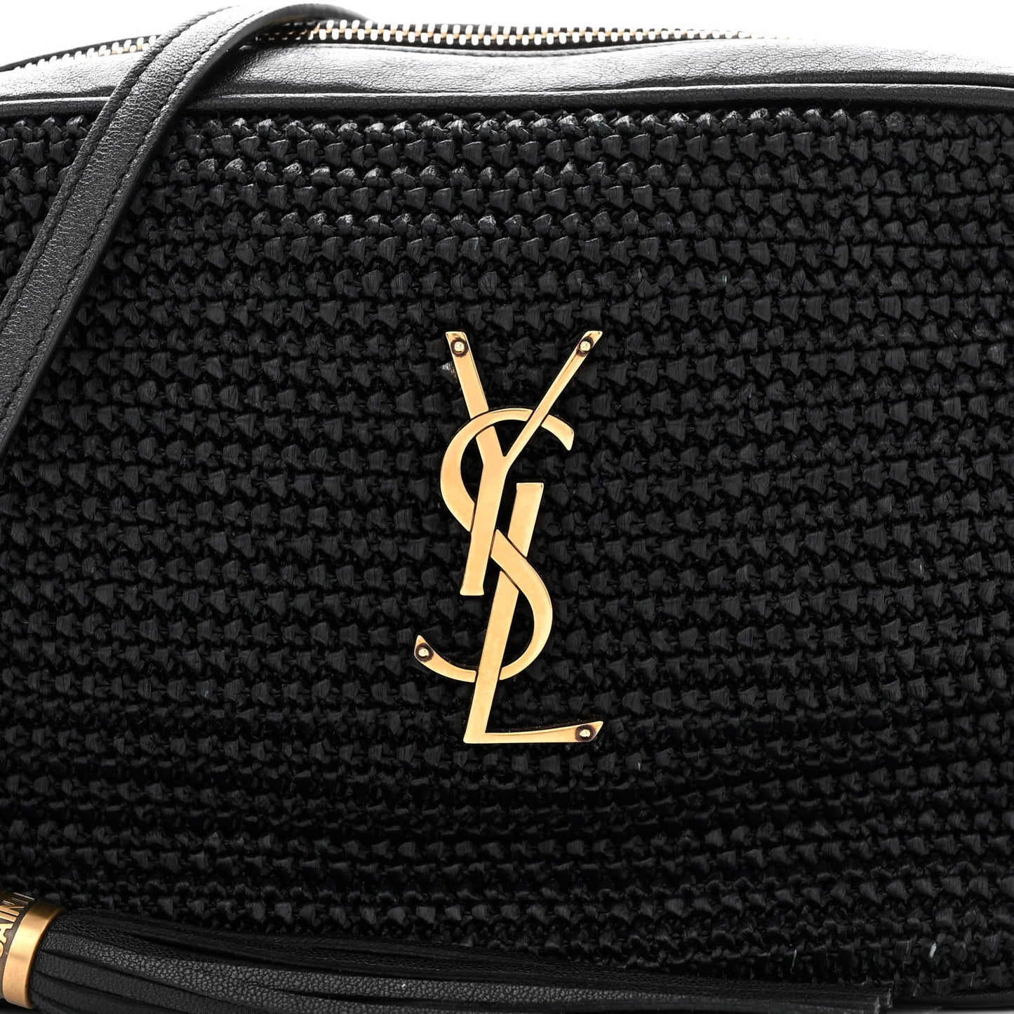 Raffia Canvas Monogram Lou Camera Bag Black