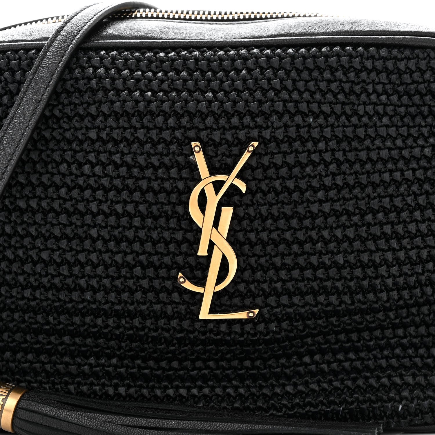Saint Laurent Raffia Canvas Monogram Lou Camera Bag Black 8 of 11