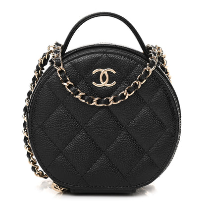 Chanel Caviar Quilted Round Handle With Care Vanity With Chain Black 1 of 11