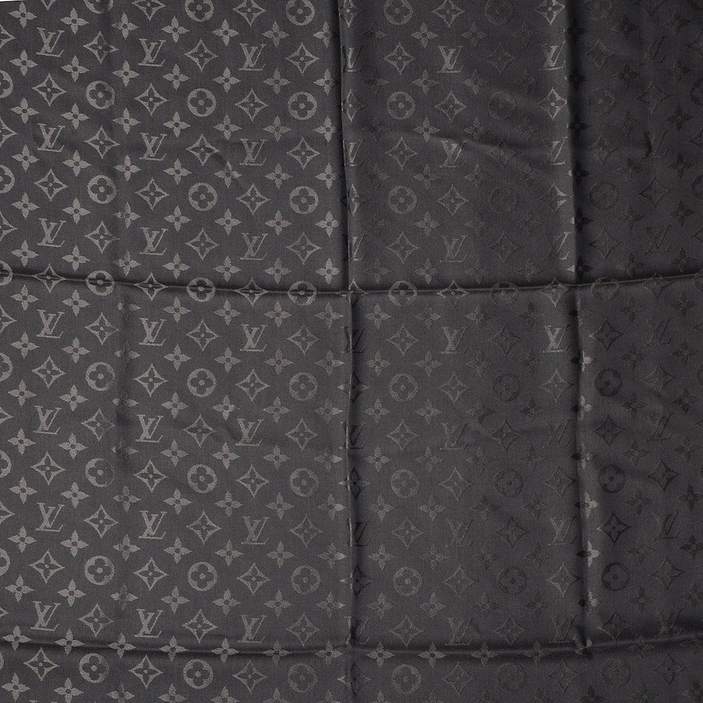 Wool Silk Monogram Shawl Anthracite