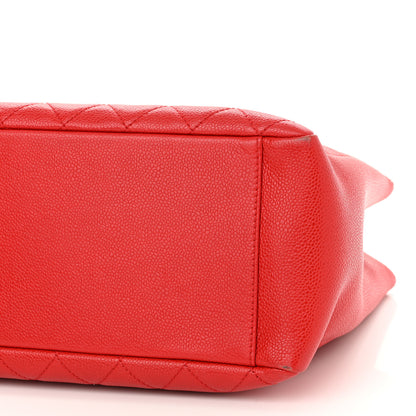 Chanel Caviar Quilted Grand Shopping Tote GST Red 10 of 15