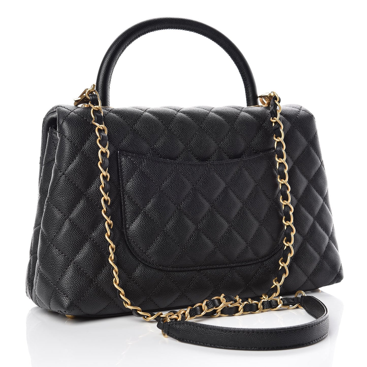 Caviar Quilted Small Coco Handle Flap Black