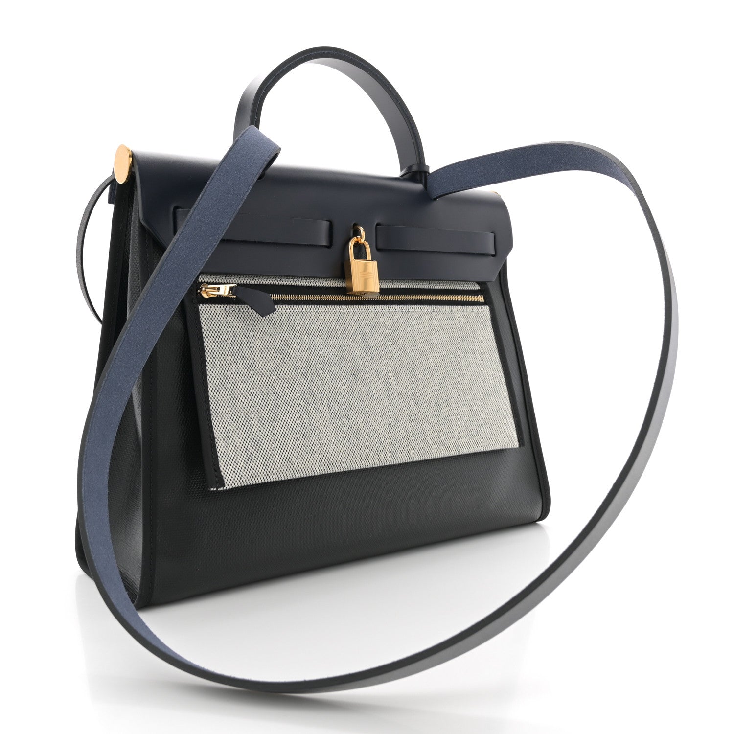 Hermes Toile H Berline Vache Hunter Herbag Zip PM 31 Black Bleu Nuit 4 of 11