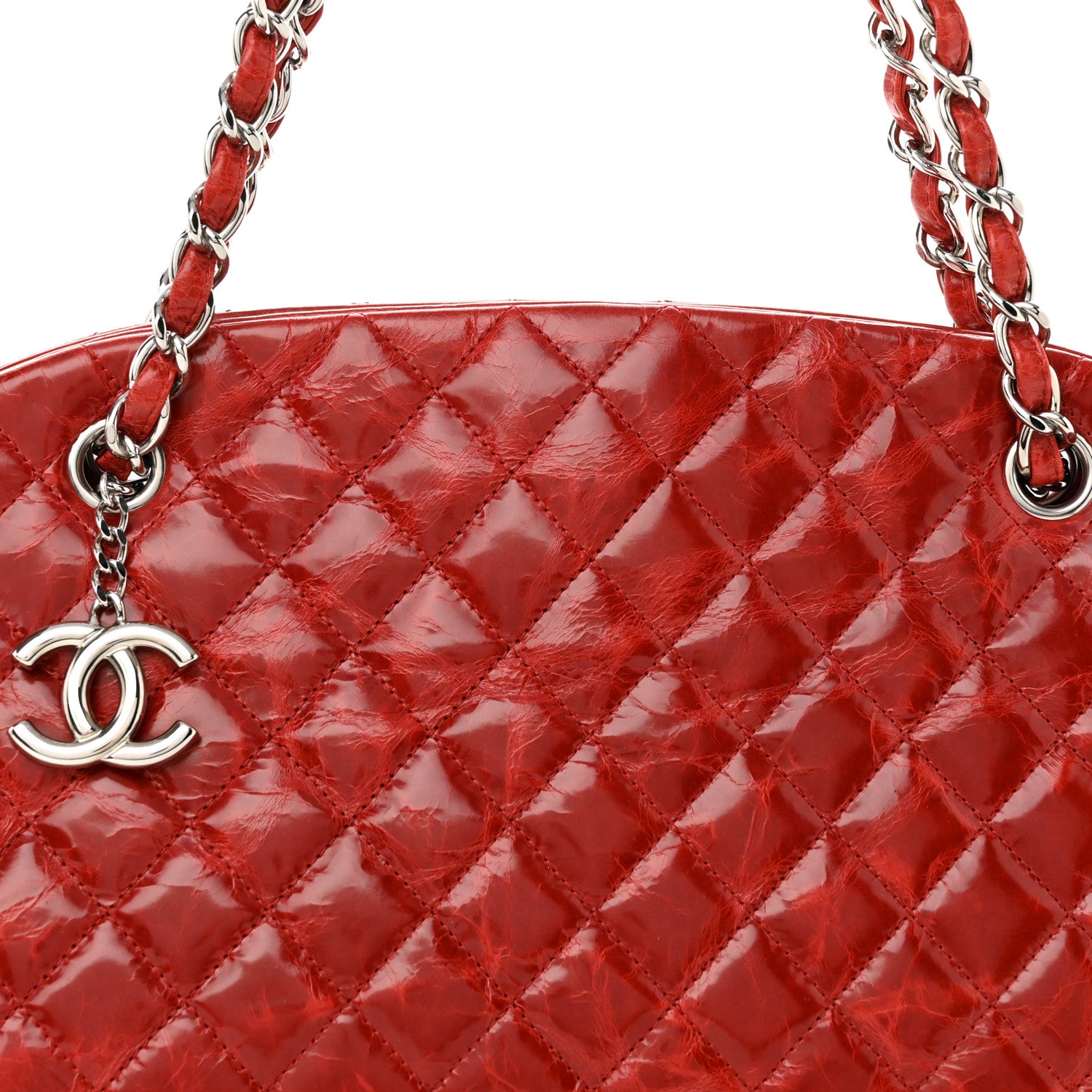Chanel Glazed Calfskin Quilted Medium Just Mademoiselle Red 8 of 10
