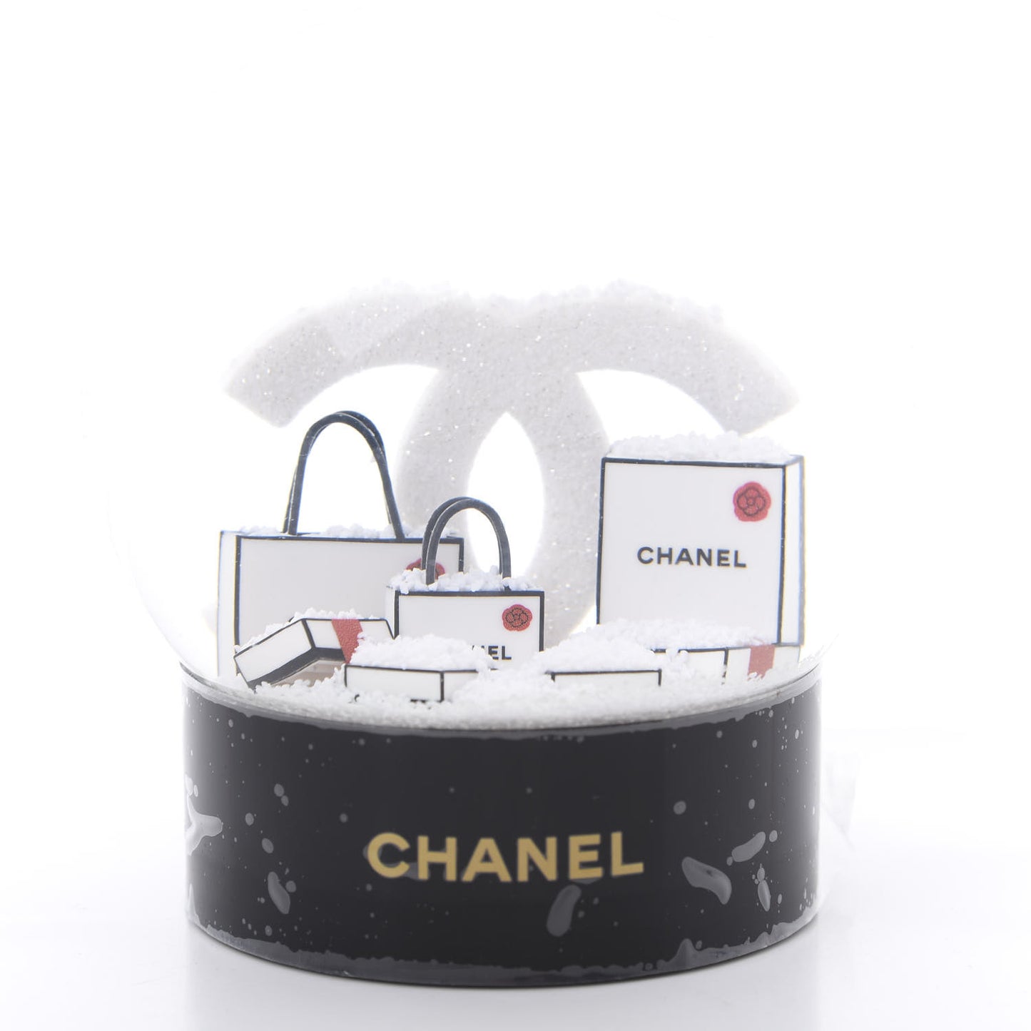 Glass CC Shopping Bag Snow Globe