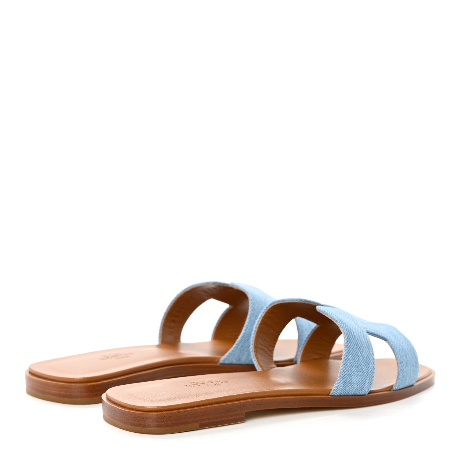 Hermes Denim Canvas Oran Sandals 38 Bleu Clair 4 of 10