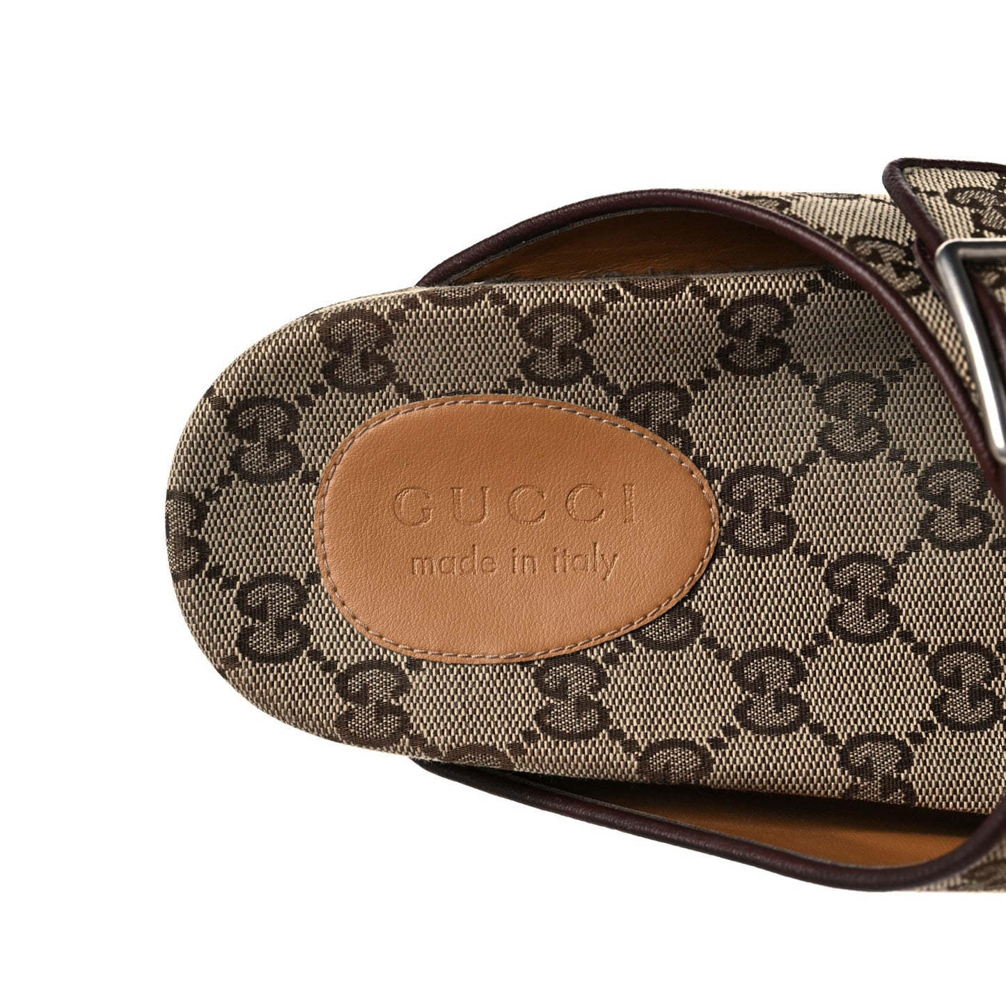 GG Monogram Lavaredo Eco Fabric Mens Slide Sandals With Straps 9 Beige Ebony Light Brown