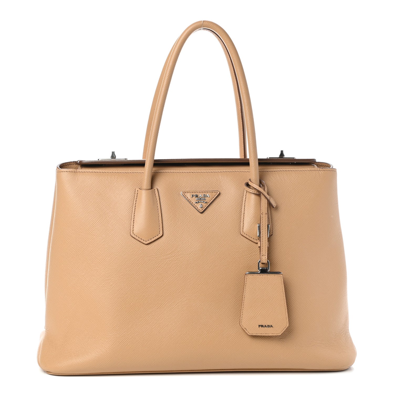 Prada Saffiano Cuir Twin Tote Noisette 1 of 9