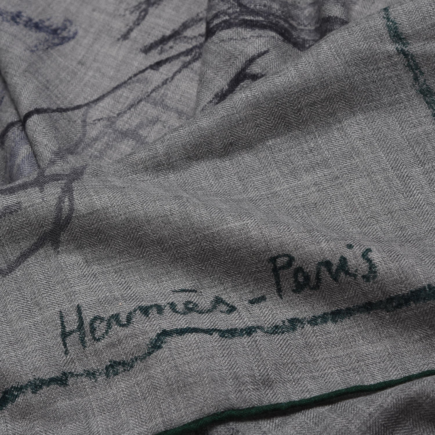 Hermes Cashmere Silk Pirouette au Galop Shawl 140 Gris Chine Prune Vert 3 of 5