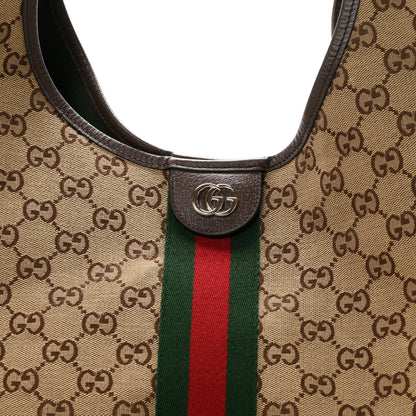 Gucci GG Monogram Web Large Giglio Tote Beige Brown 8 of 10