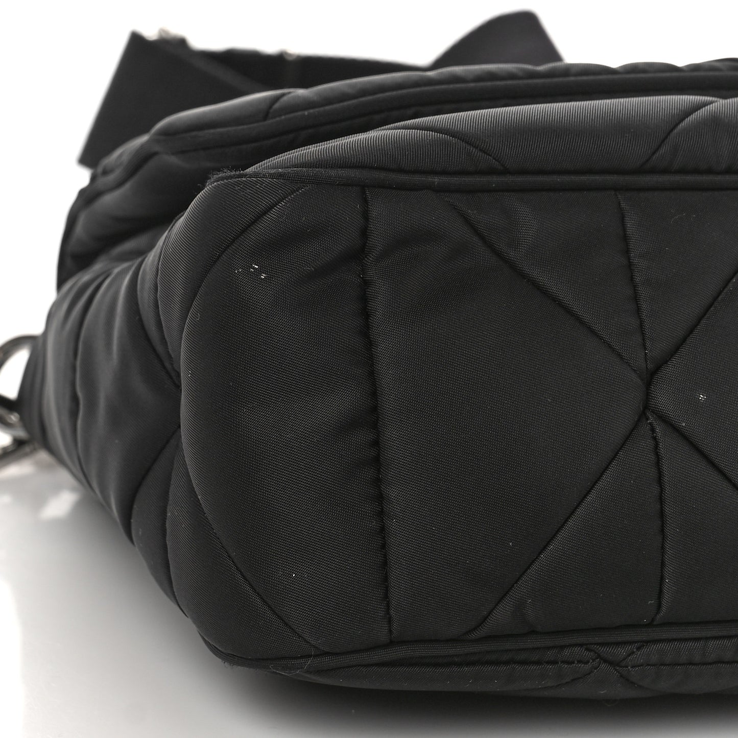 Re-Nylon Quilted Padded Flap Shoulder Bag Black