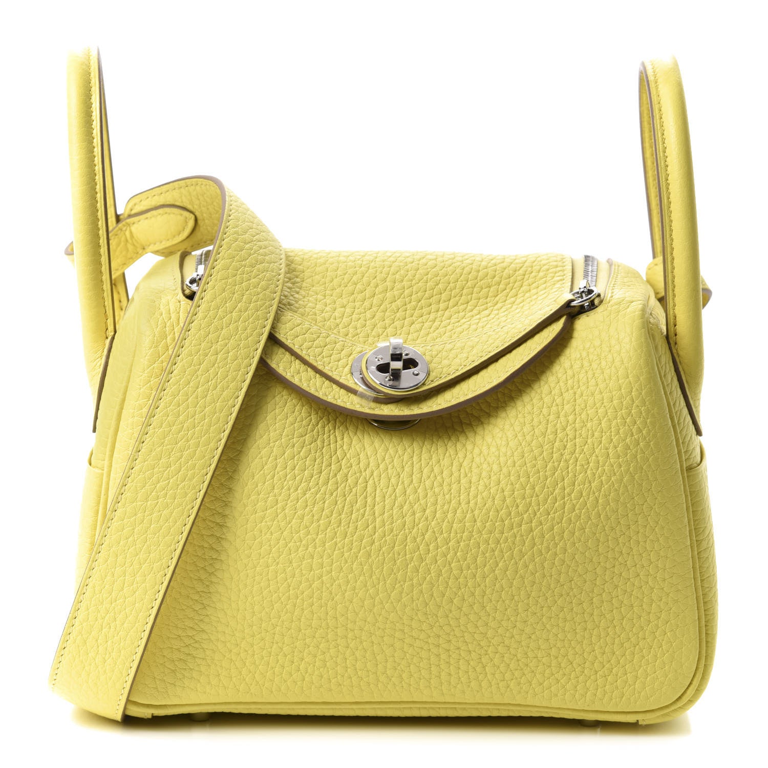 Hermes Taurillon Clemence Mini Lindy 20 Lime 1 of 10