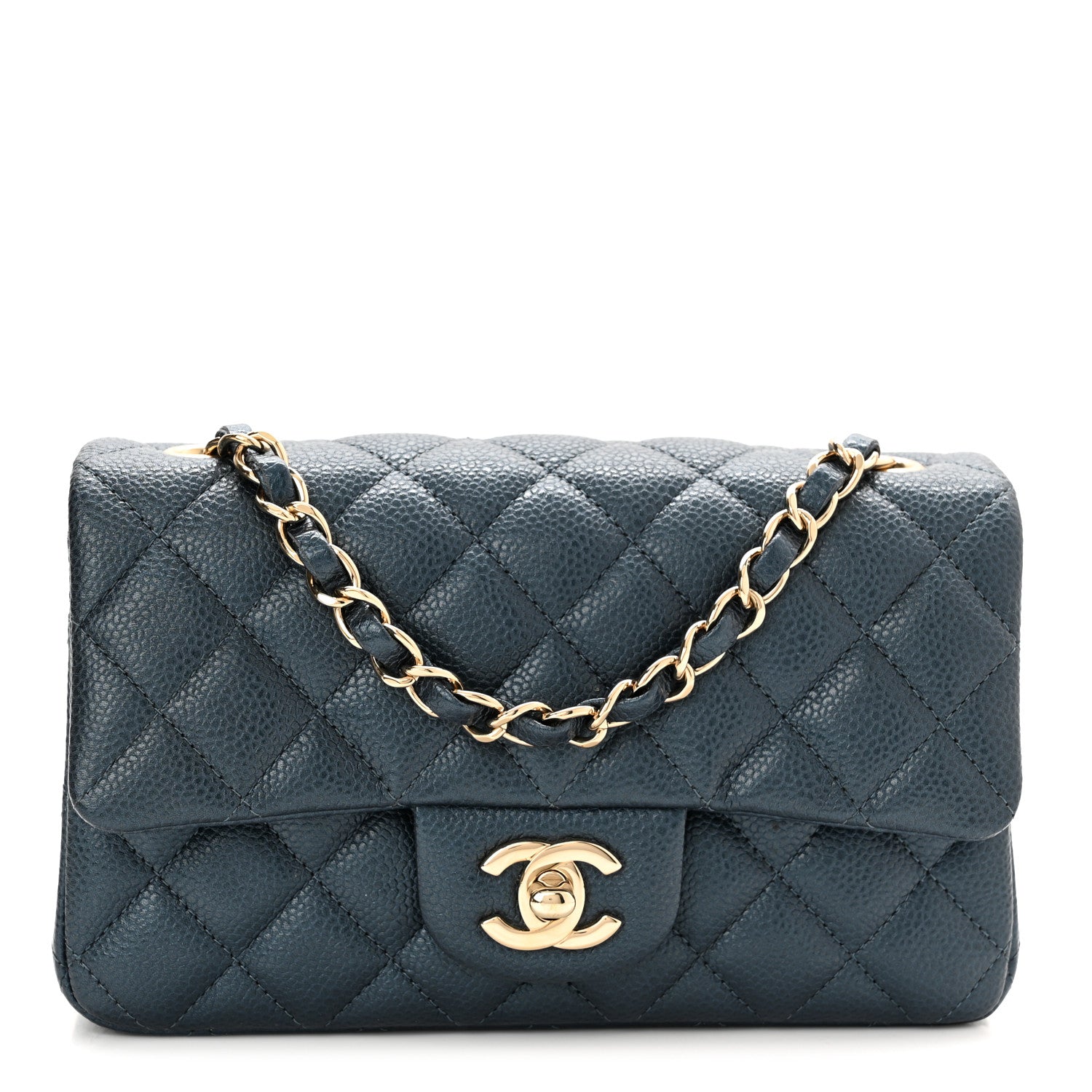 Chanel Iridescent Caviar Quilted Mini Rectangular Flap Dark Blue 1 of 10