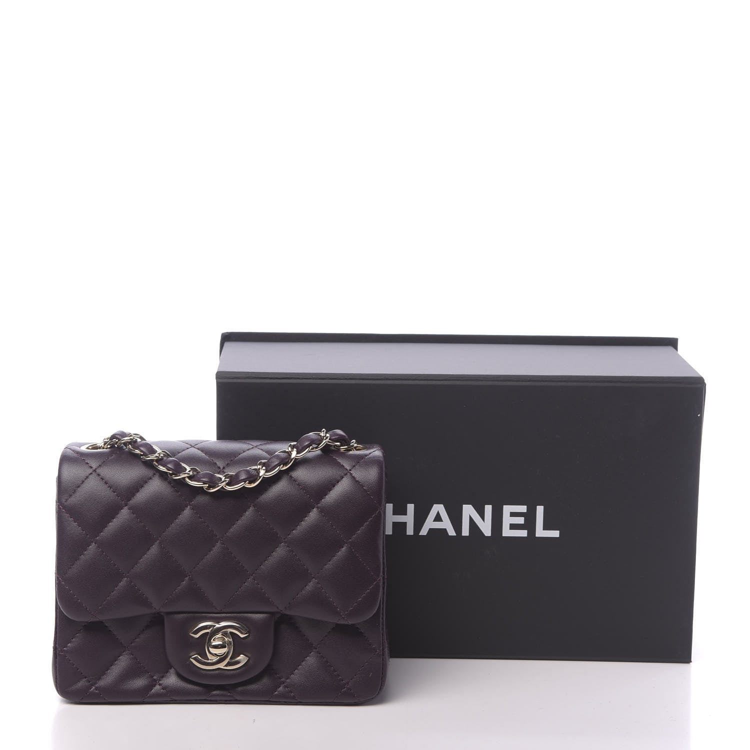 Chanel Lambskin Quilted Mini Square Flap Dark Purple 11 of 11