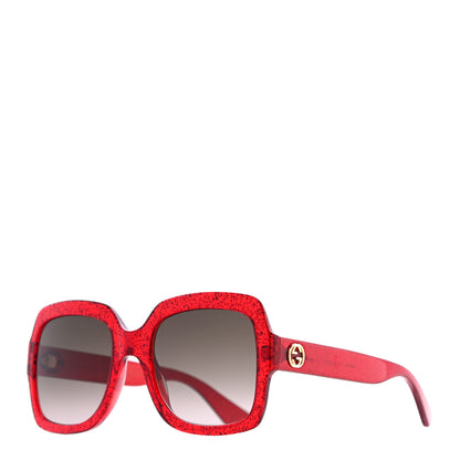 Gucci Acetate Square Frame Sunglasses GG0036S Glitter Red 1 of 7