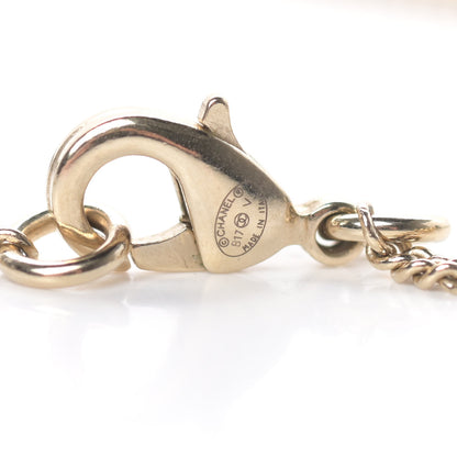 Chanel Metal Quilted CC Pendant Necklace Gold White 4 of 4