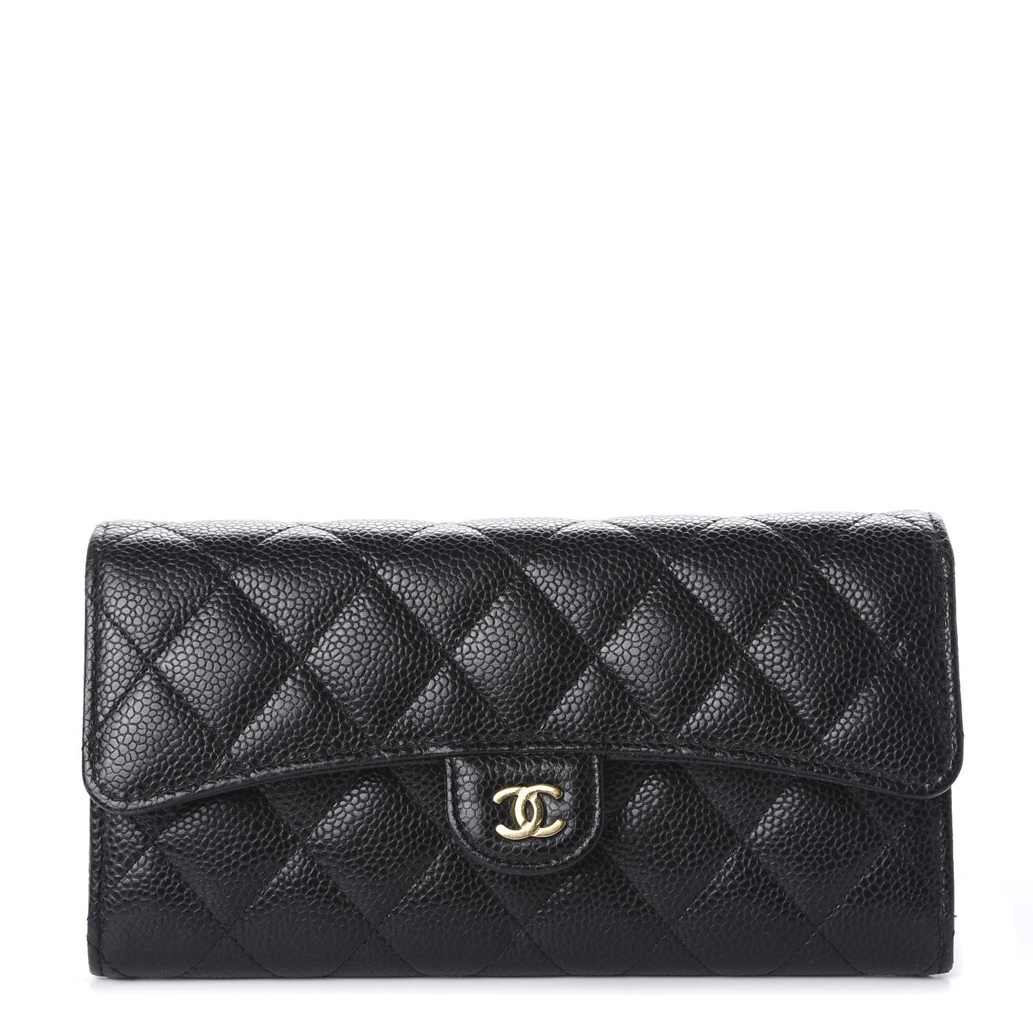 Chanel Caviar Quilted Large Flap Gusset Wallet Black 1 of 9