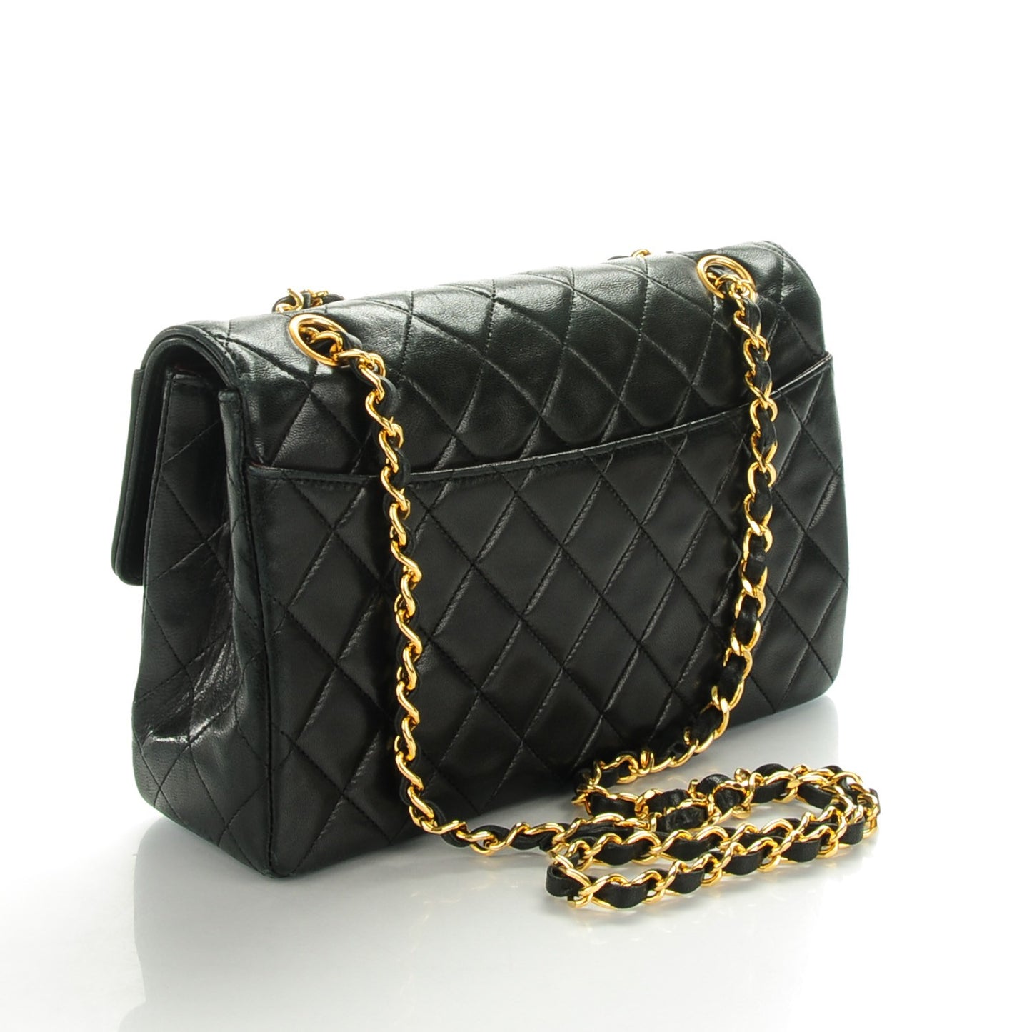 Lambskin Quilted Small Single Flap Black