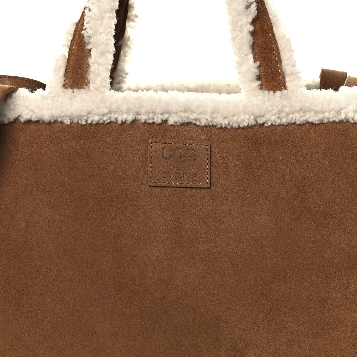 X UGG Suede Shearling Medium Shopping Bag Chestnut