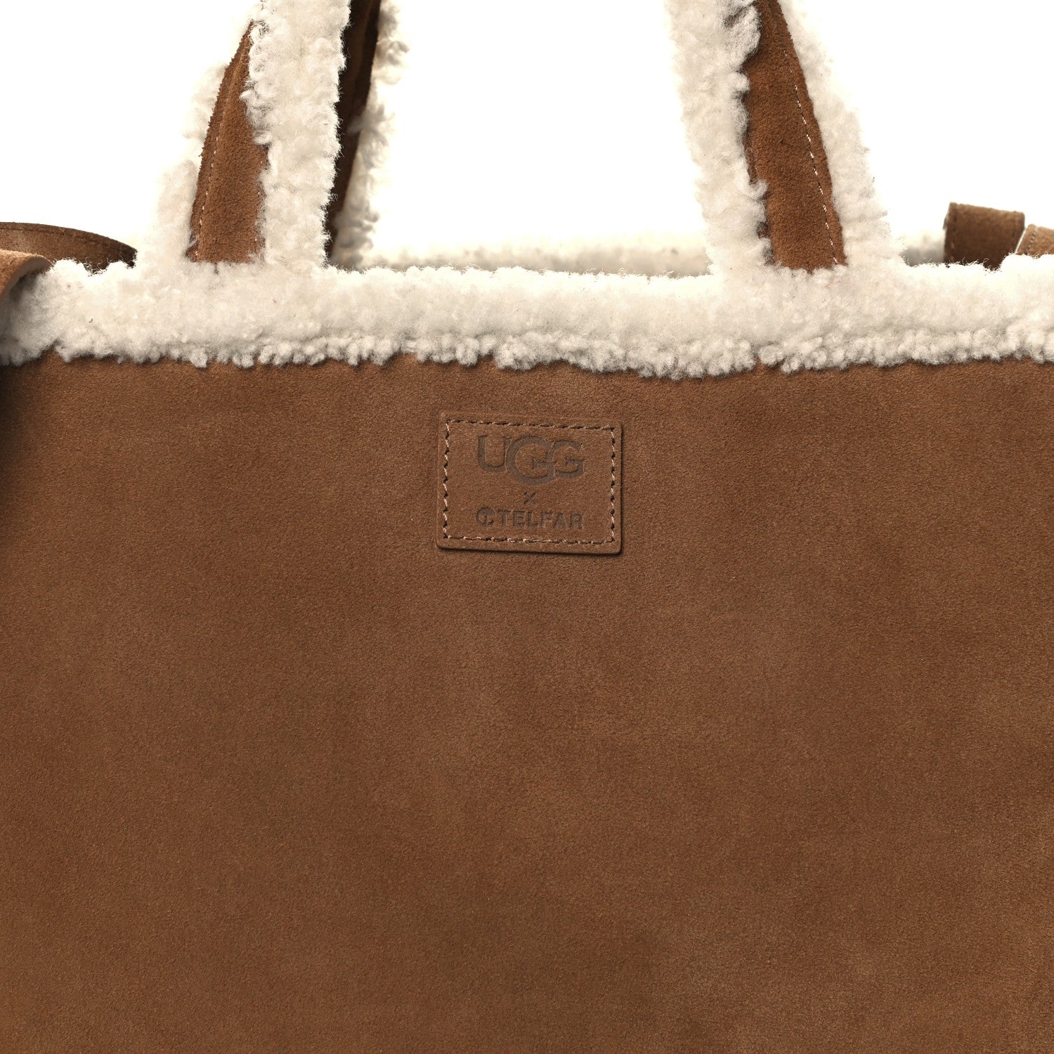Telfar X UGG Suede Shearling Medium Shopping Bag Chestnut 10 of 13