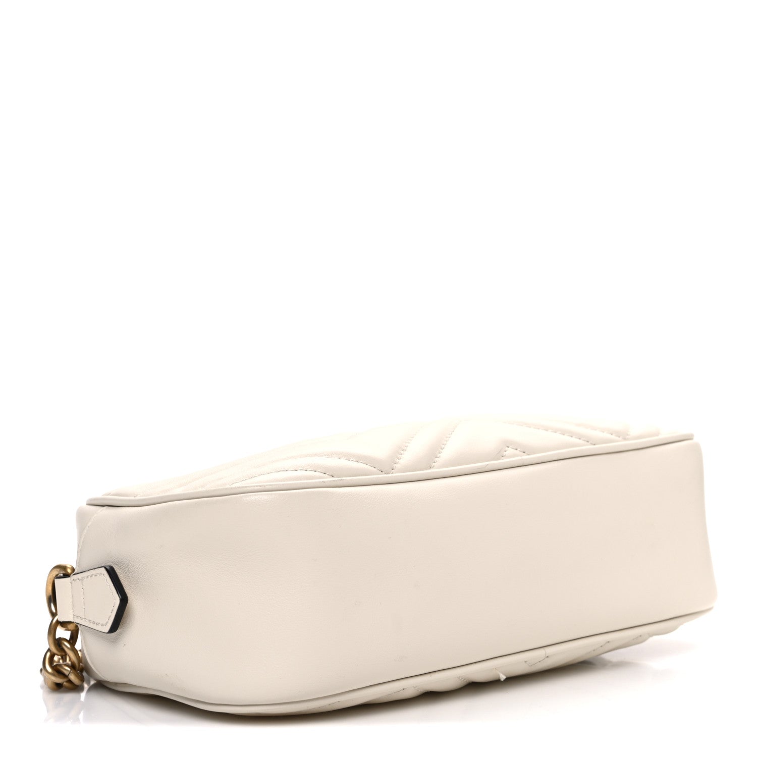Gucci Calfskin Matelasse Small GG Marmont Chain Shoulder Bag White 4 of 12