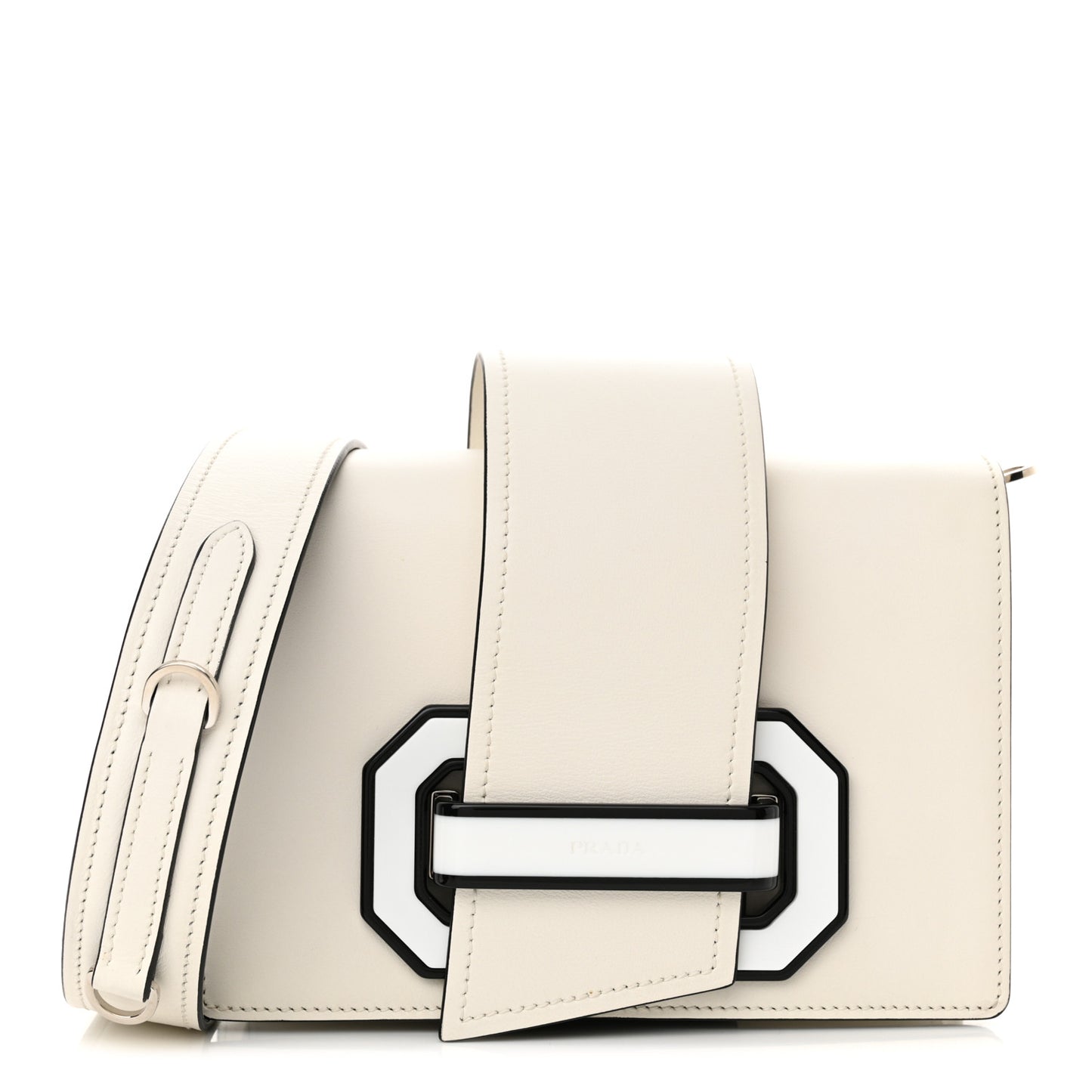 City Calf Plex Ribbon Bag White Black