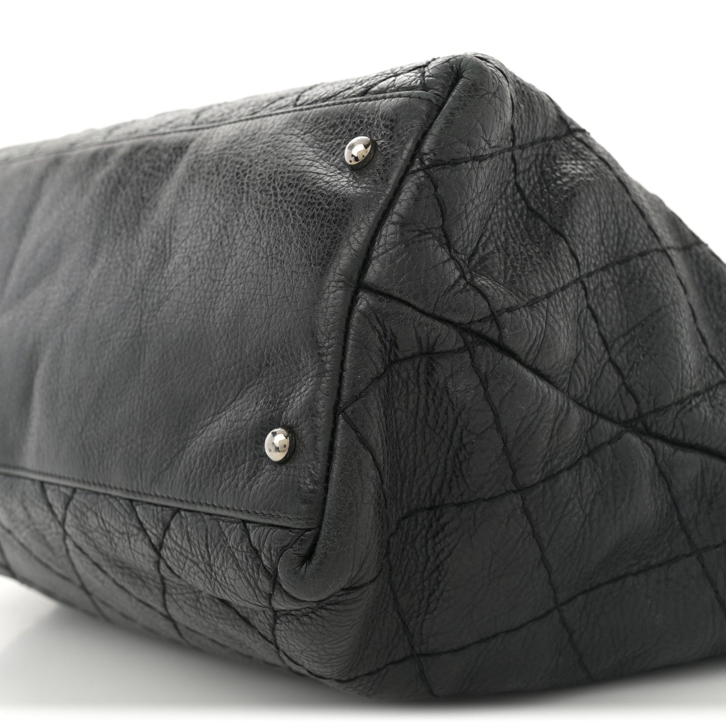 Glazed Calfskin Large On The Road Tote Black