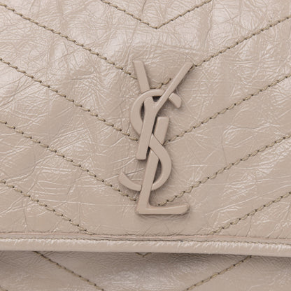 Saint Laurent Crinkled Calfskin Matelasse Monogram Medium Niki Chain Satchel Light Natural 10 of 13