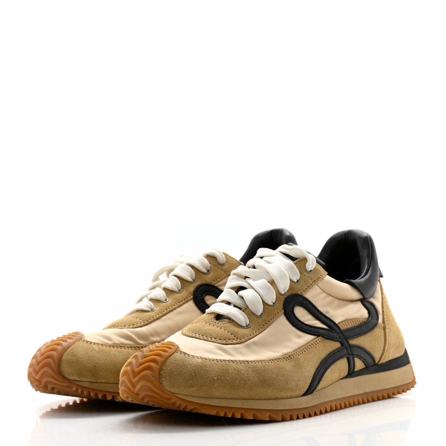 Nylon Suede Flow Runner Sneakers 38 Gold Black