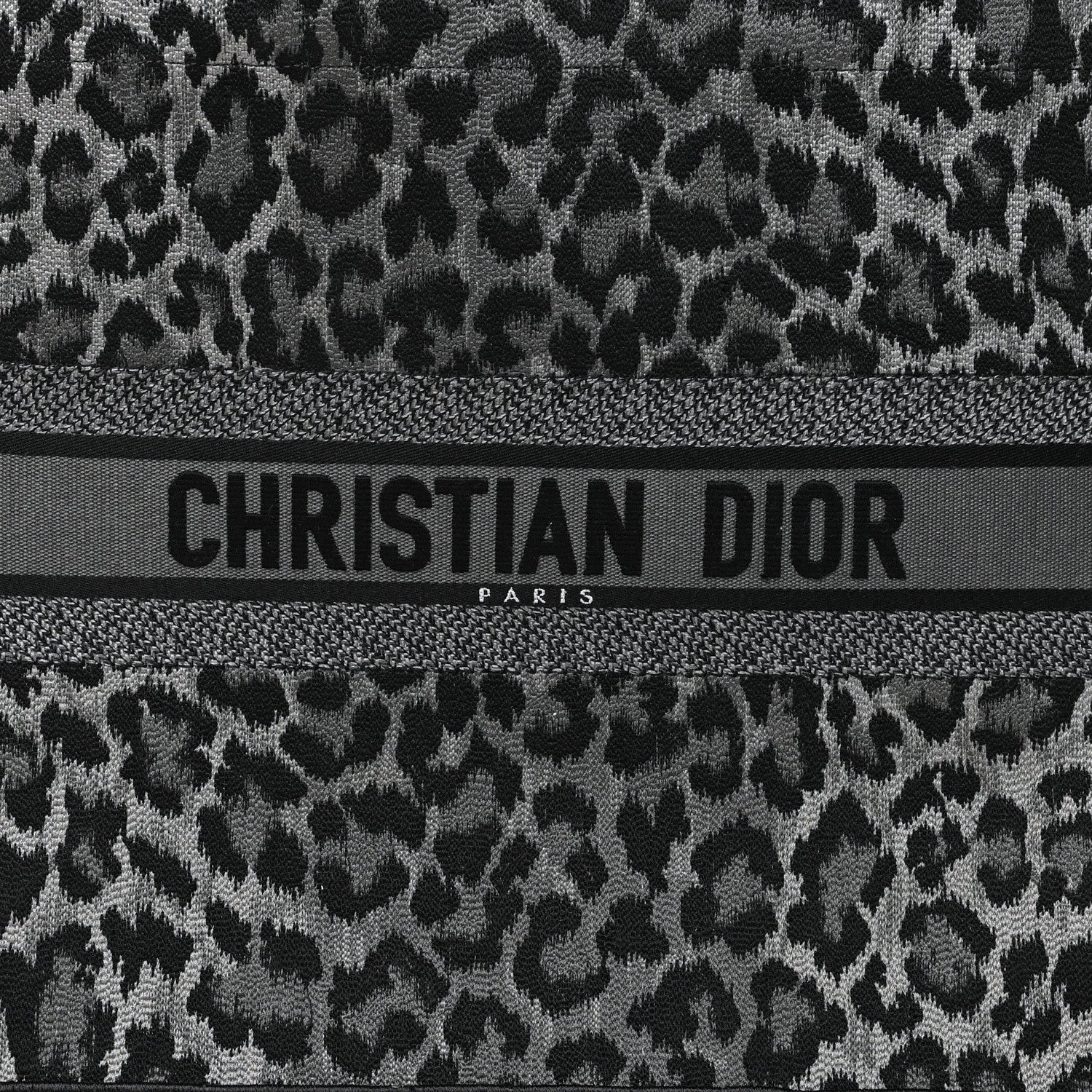 Christian Dior Canvas Mizza Embroidered Large Leopard Book Tote Grey 7 of 11