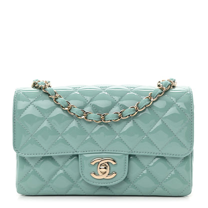 Chanel Patent Calfskin Quilted Mini Rectangular Flap Light Blue 1 of 11