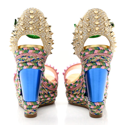 Christian Louboutin Nappa Pepite Liege Lame Madmonica 120 Wedge Sandals 35 Full Moon 6 of 9