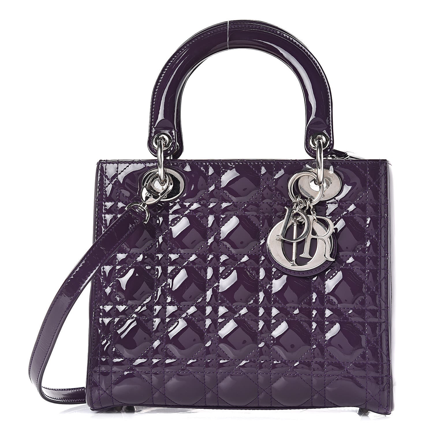 Christian Dior Patent Cannage Medium Lady Dior Purple 1 of 17