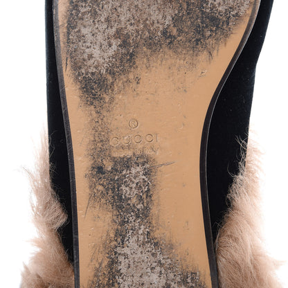 Gucci Velvet Fur Womens Princetown Slippers 41 Black 6 of 9